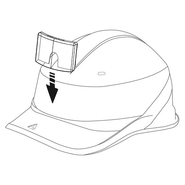 Casque de chantier type baseball avec porte badge schéma